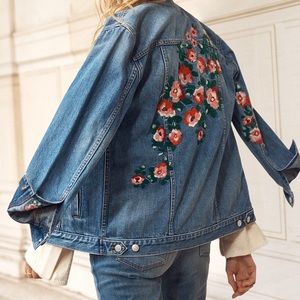Madewell Floral Embroidered Denim Jacket NWT Large